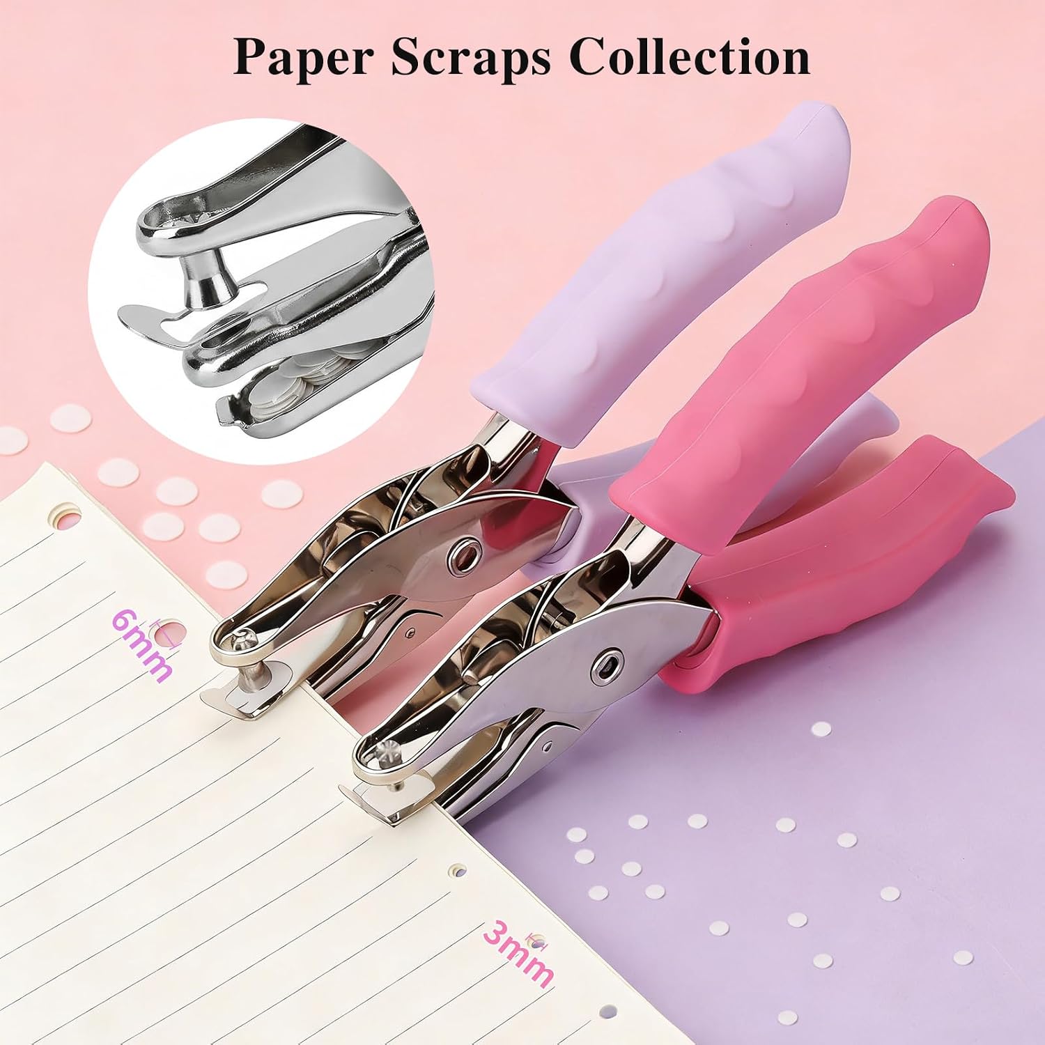 2 Pcs Single Hole Punch, 1/4" and 1/8" with 20 Pcs Loose Leaf Binder Rings
