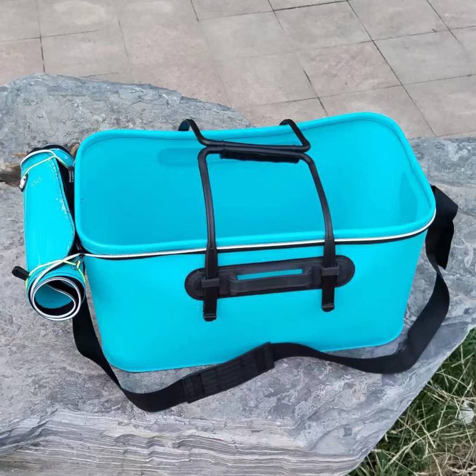 Zewnętrzne składane wiadro wędkarskie EVA ze świetlikiem, przenośne, odporne na zużycie pudełko ochronne dla ryb, pomarańczowe, 50 x 29 x 25 cm