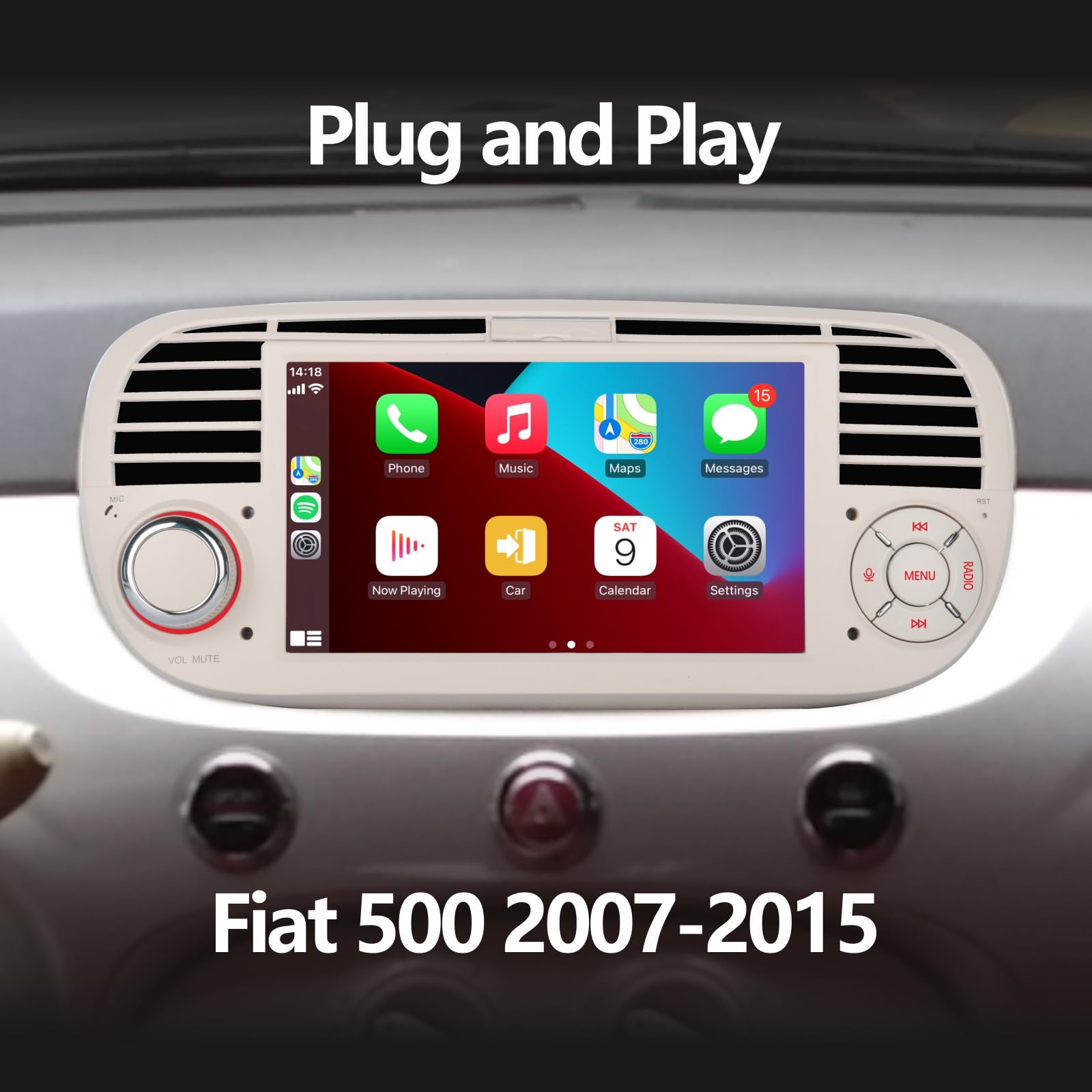 Autoradio Fiat 500 2007-2015 Con Carplay Wireless - Schermo 7 Pollici, Bluetooth 5.0, Android Auto - Foto 6