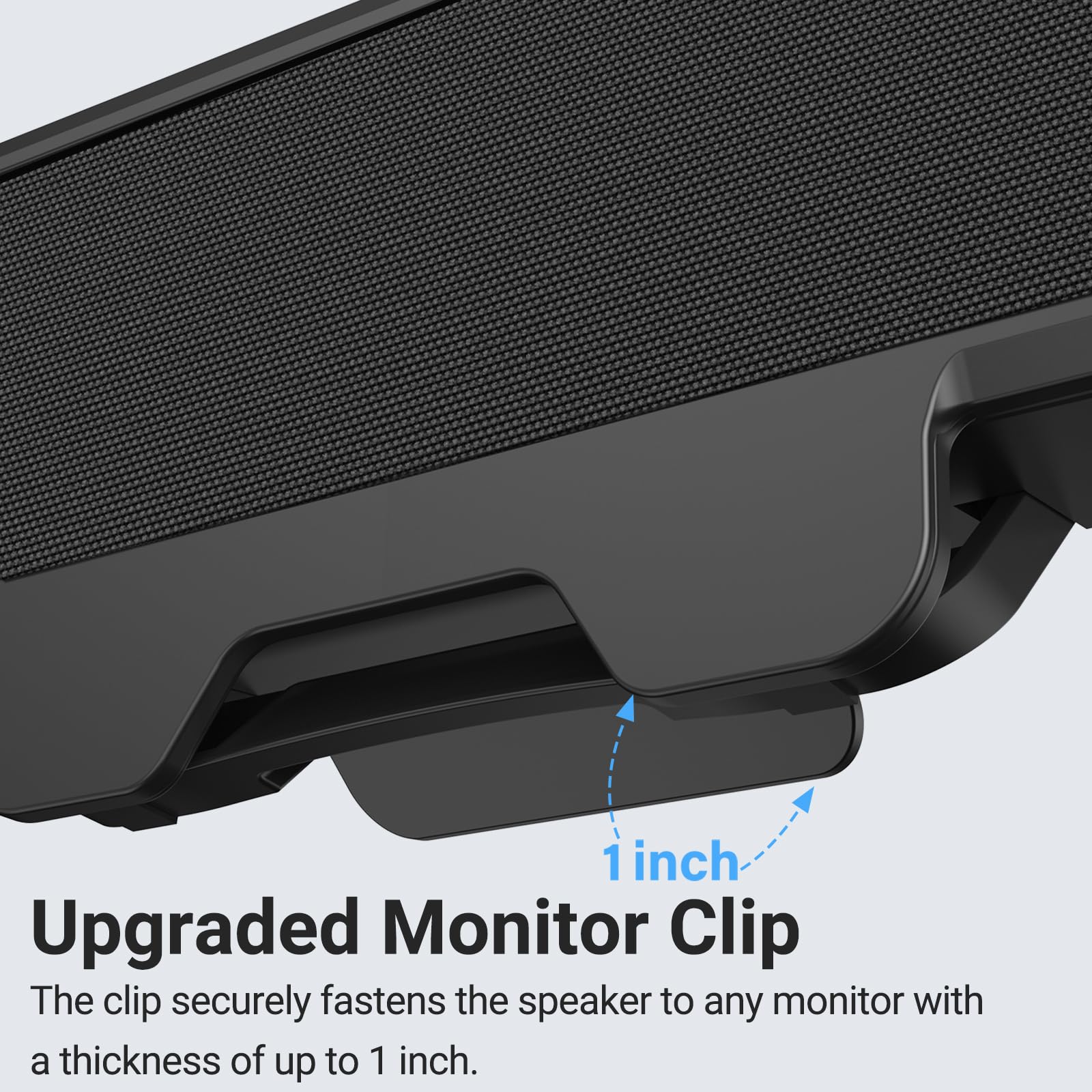 Inwa Altoparlanti per computer desktop, altoparlanti monitor USB con clip, barra audio cablata per computer portatile con suono e bassi forti, si attacca facilmente ai monitor (adattatore da USB-C a