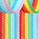 Rainbow Red-Orange Green-Blue Purple Streamers Garland - 12pcs Colorful Theme Party-Decorations,4-Leaf Clover Paper Streamer Banner,Boy Girl Kids Birthday Supplies,Baby Shower Wedding Decor Ouruola