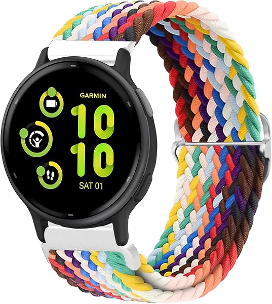 20mm Correa Tela Compatible para Garmin Vivoactive 6/5/3, Venu, Venu sq/sq 2, Forerunner 55/165/245/645/158 Pulseras de Repuesto Nylon para Mujer y Hombre Correas - 1