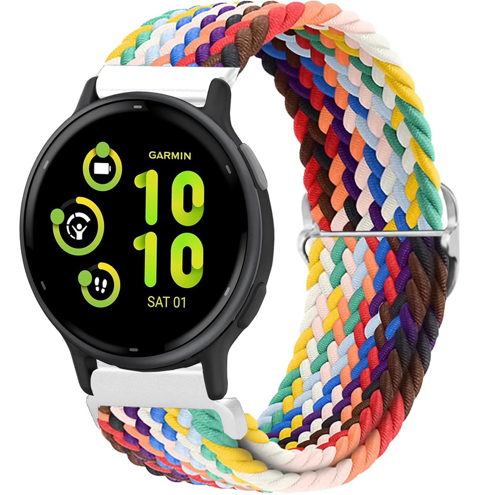 20mm Correa Tela Compatible para Garmin Vivoactive 6/5/3, Venu, Venu sq/sq 2, Forerunner 55/165/245/645/158 Pulseras de Repuesto Nylon para Mujer y Hombre Correas — view 8