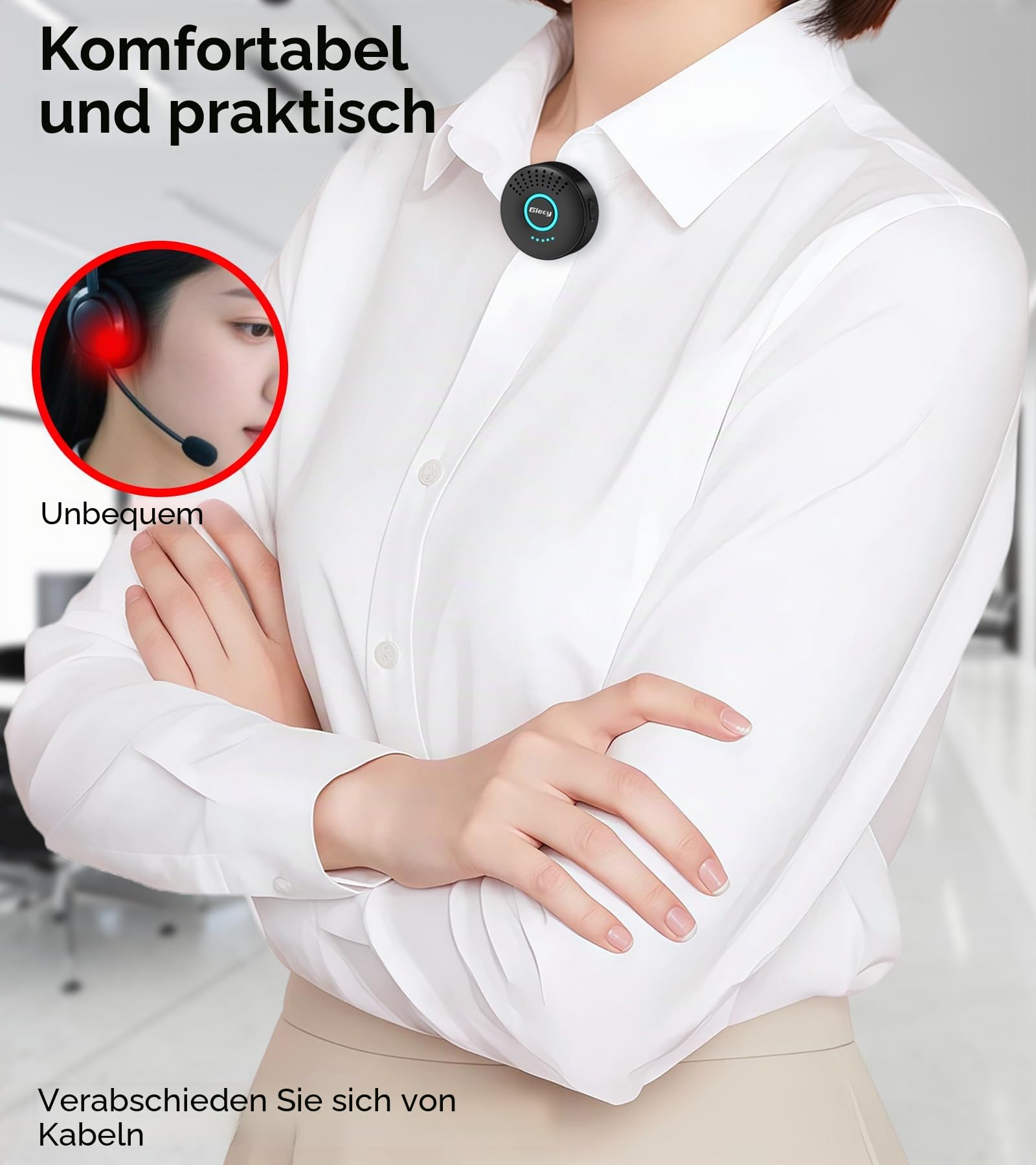 Sprachverstärker mit Kabellosem Lavalier-Mikrofon Tragbar, DSP Anti-Feedback, 2800mAh Akku, PA-System für Lehrer, Führungen, Präsentationen, Outdoor