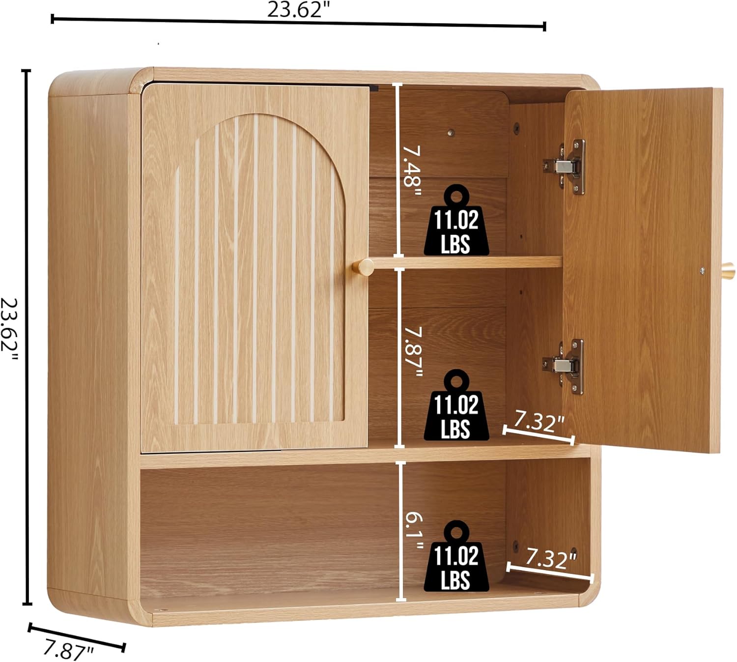 Wall Storage Cabinet with Adjustable Shelf, Over the Toilet Storage Cabinet for Bathroom, Light Wood Color Medicine Cabinet Organizers for Bathroom, Laundry Room, Kitchen (Natural)
