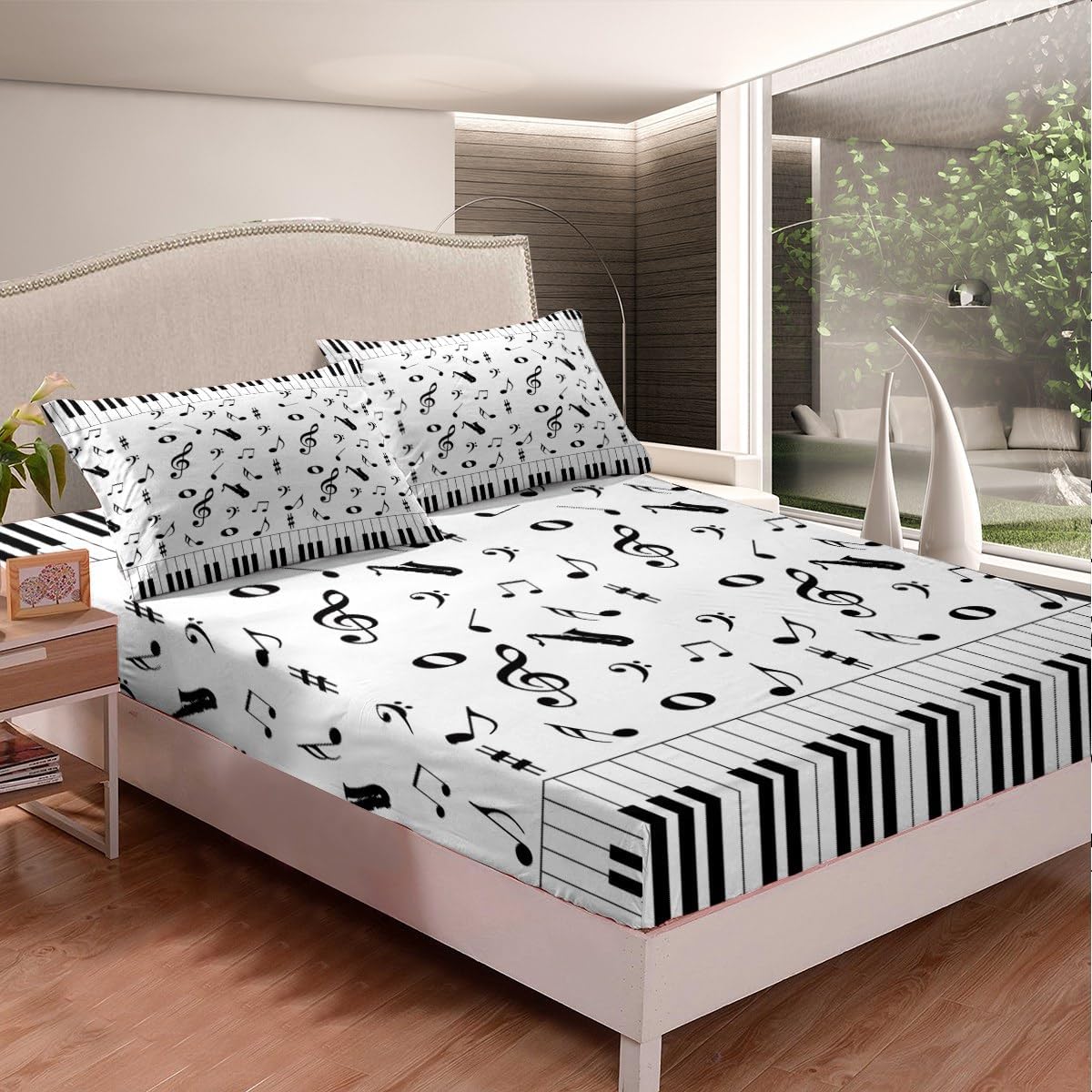 Erosebridal Electric Guitar Fitted Sheet Full Size Music Bed Sheets Colorful Mosaic Aesthetic Rock Musical Instrument Sheets Oil Painting Studio Bed Set