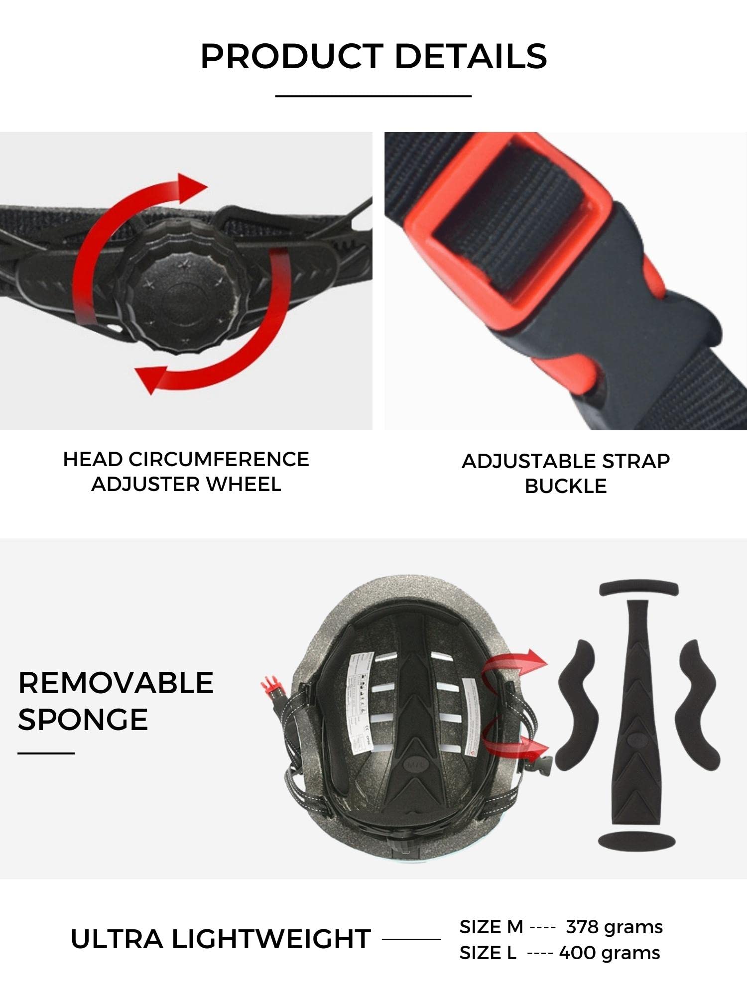 Casco Bici o Monopattino Elettrico con Spia Rossa + Luce Frontale Bianca. Casco Ciclismo Bicicletta, Skate, Leggero con Fodera Rimovibile, Guscio PC + EPS, 14 prese d'aria e Cavo di Ricarica USB.