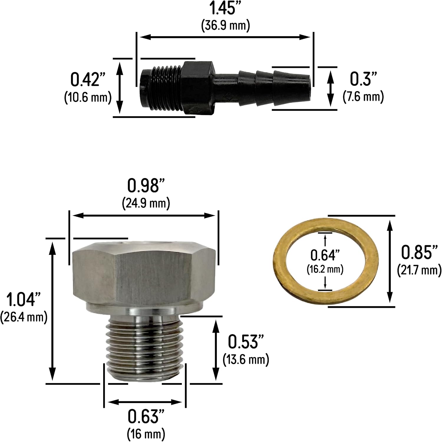 Oil Pump Priming Adapter Kit Compatible with All Chevy GM, LS Engines LS1, LS2, LS3, LSX, 5.3L, 6.0L, 6.2L - M16x1.5