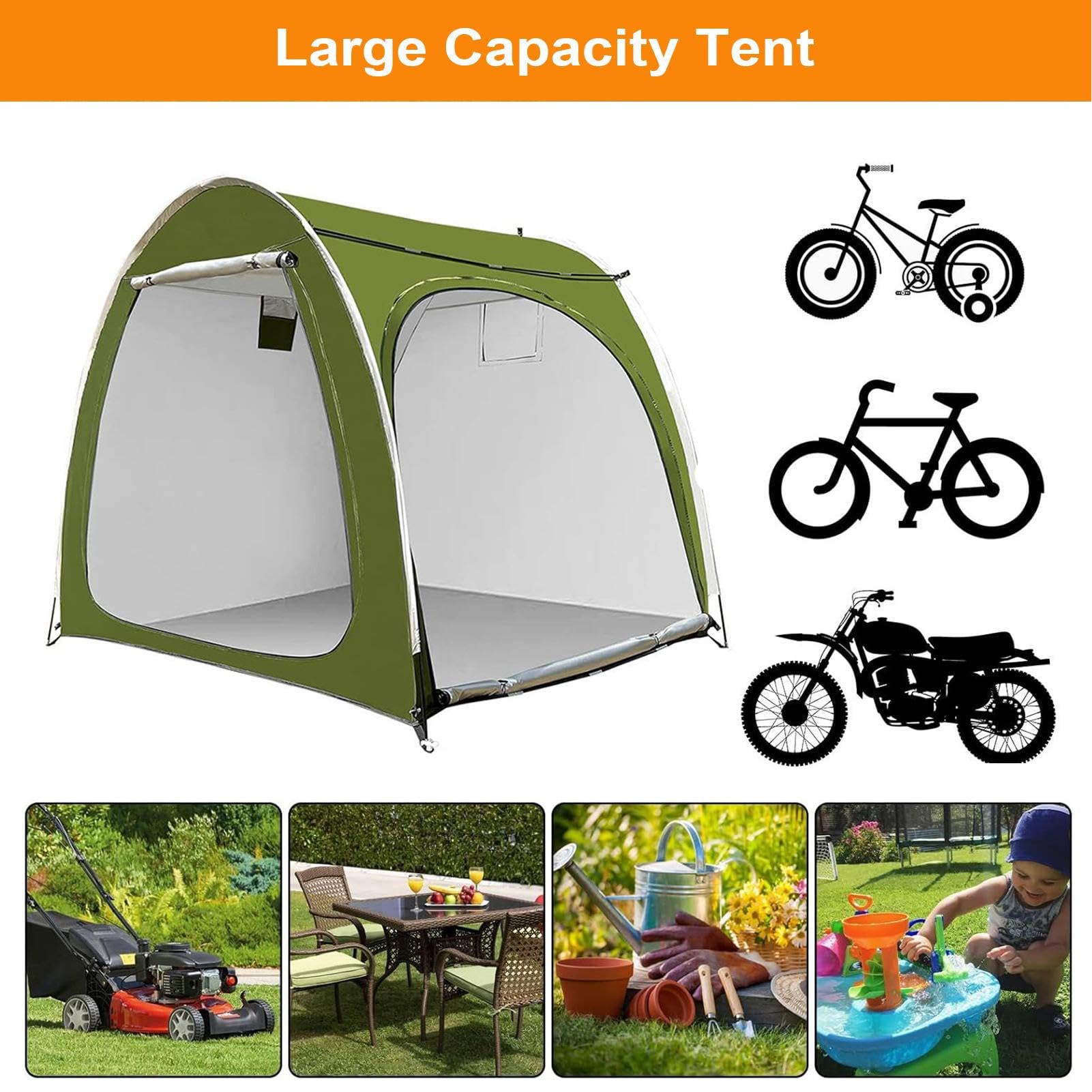 Tettoia Portabici Impermeabile, Antivento, Anti-UV, Portatile | Copertura Portatile Per Motocicletta Per Esterni, Giardino, Patio, Prato, Terrazza E Campeggio