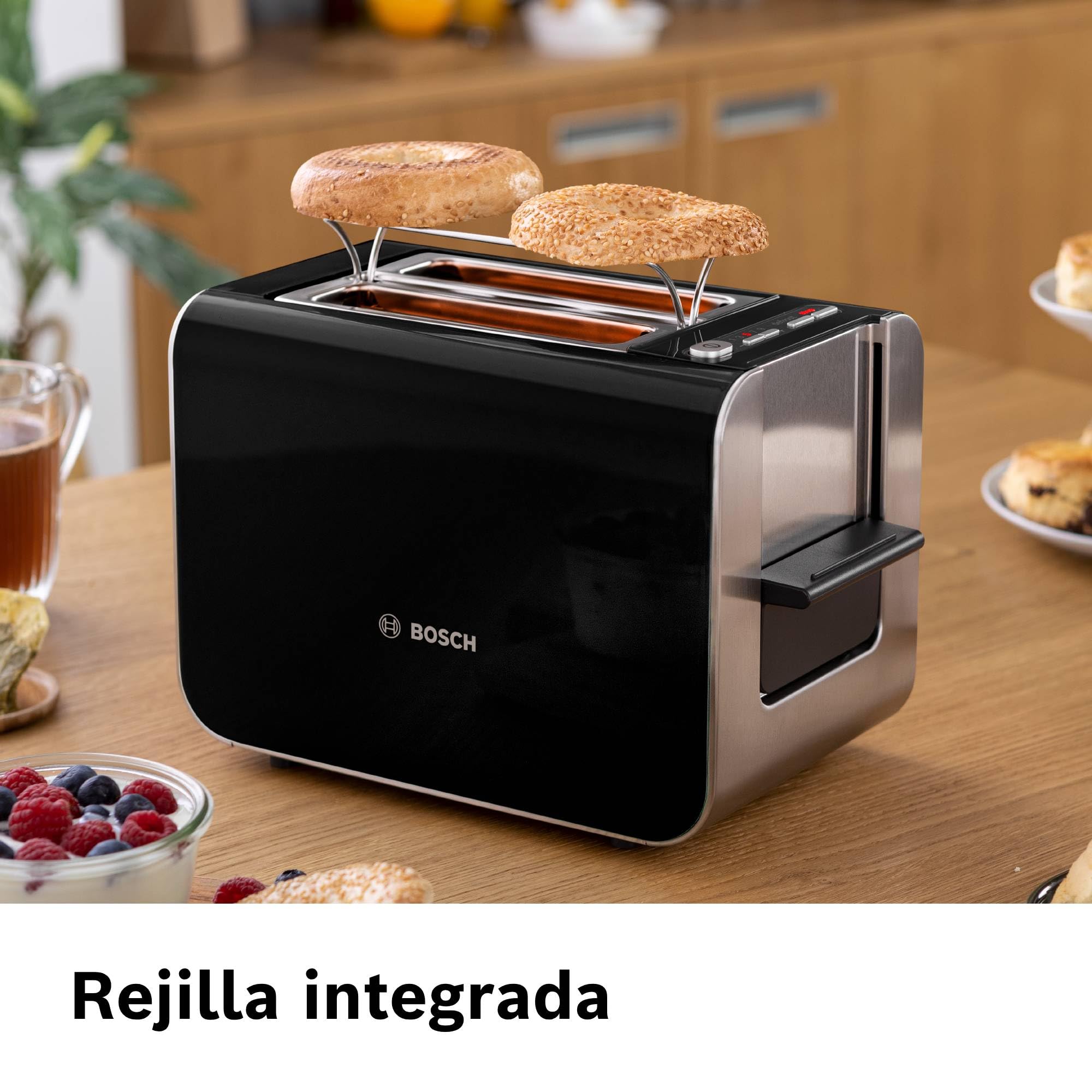 Bosch - Tostador Styline, 2 ranuras, Función descongelación, Negro, TAT8613N