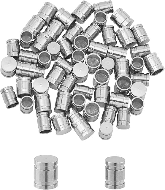 UNICRAFTALE 60pcs 2 Sizes 5/6mm Column Cord Ends 304 Stainless Steel End Caps Leather Cord Ends Stainless Steel Color Cord Terminators for DIY Necklaces Bracelets Jewelry Making