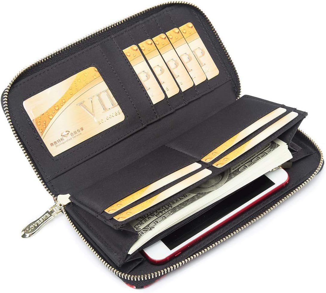 Women Wallet Card RFID For Womens Holder Blocking Credit Small Zipper Purse Pocket Bifold Slim Coin ID Ladies Wristlet Clutch Large Capacity Window Case Travel Zip Women's - Image 6