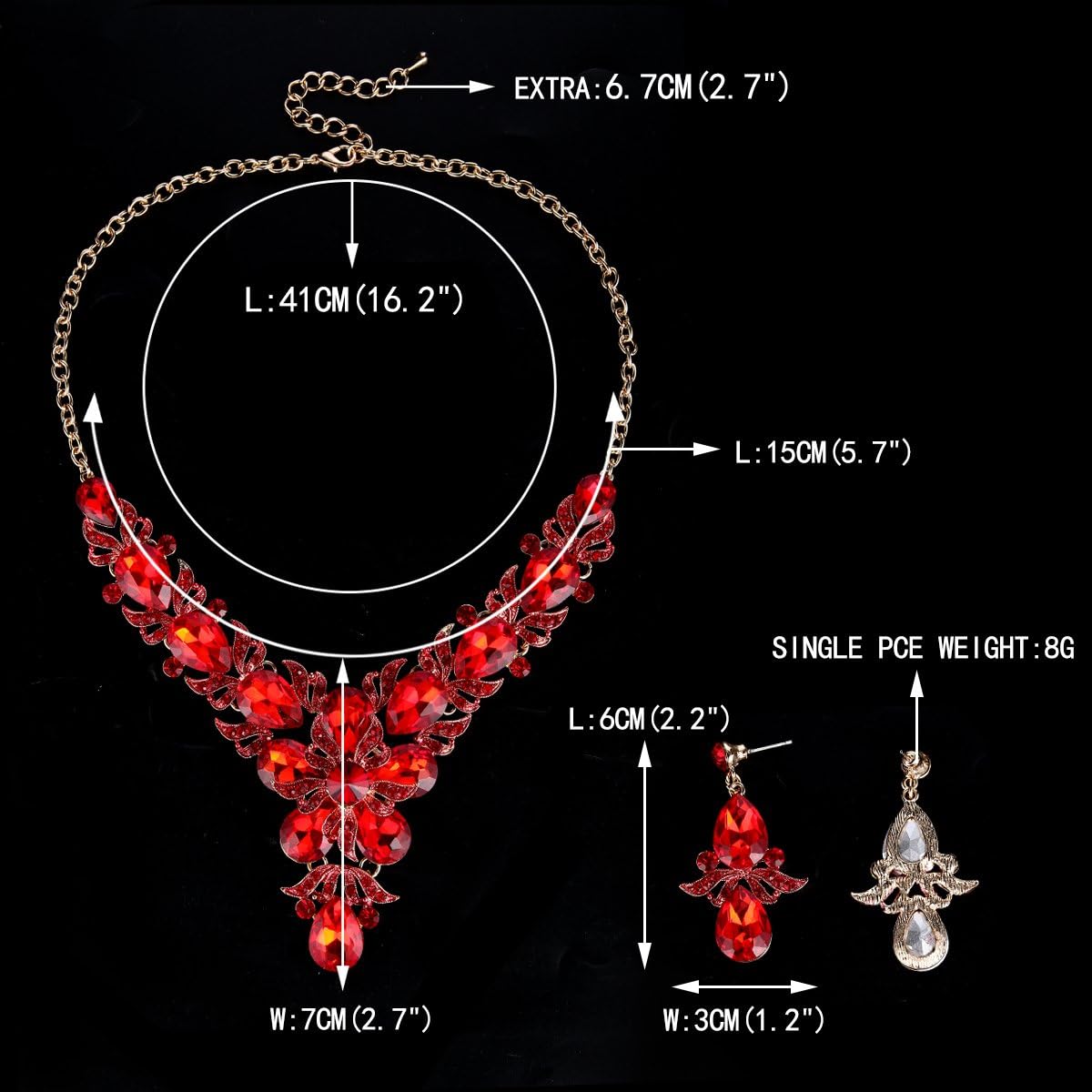 EVER FAITH Rhinestone Crystal Elegant Wedding Flower Leaf Teardrop Necklace Earring Set - Image 5