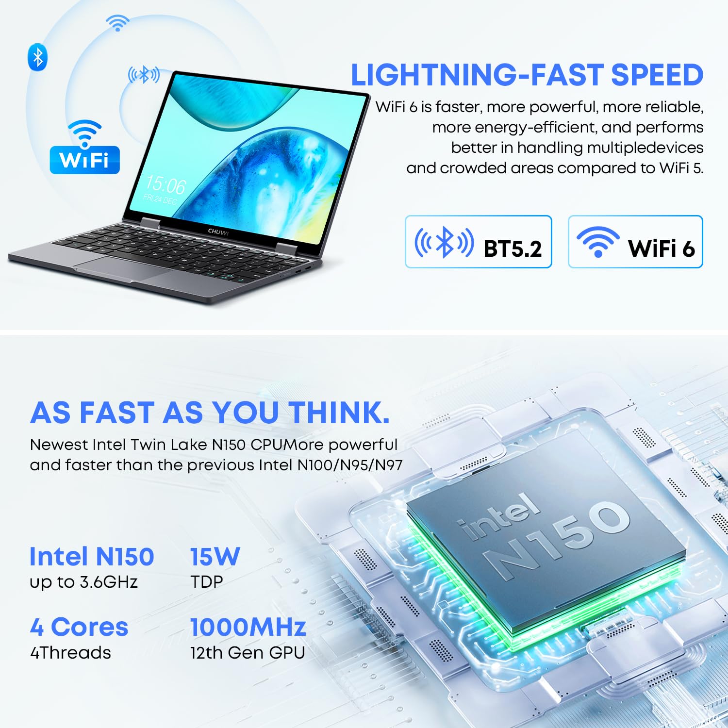 Amazon.com: CHUWI MiniBook X 2-in-1 Laptop, Intel N150(Beats N100