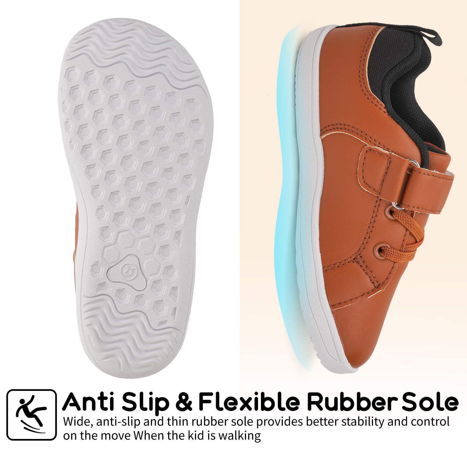 Calzado Descalzos Niños Niñas Amplia para Barefoot Exterior Interio Ligeros y Deporte Transpirables Zapatillas de Trail Minimalistas(Marrón, 26EU)
