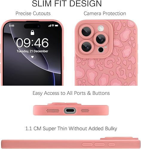 Miniatura 7 de TEAUGHT Funda compatible con iPhone 12 Pro de 6.1 pulgadas, bonito patrón de leopardo negro + protector de pantalla de neumáticos a prueba de