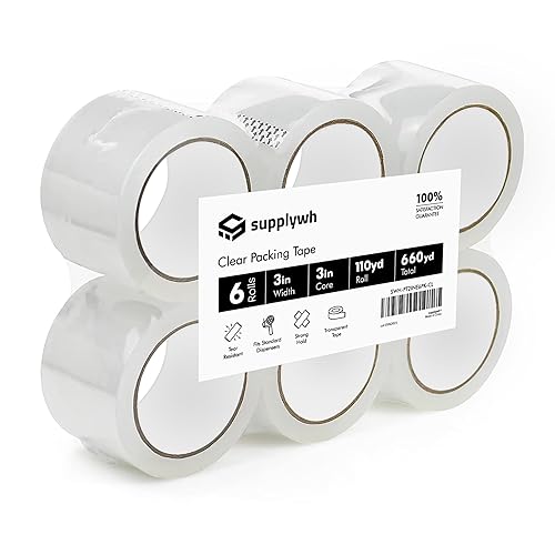 Cinta de embalaje Rollos de cinta de embalaje de núcleo de 3 pulgadas Rollos de cinta transparente para embalaje, envío, correo Sellado ultra