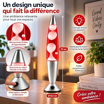 CELLUSTOP Rocket Lava Lamp - Magma Lamp with Decorative Wax to Install - 2 x R39 Bulbs Included - Sturdy Glass and Aluminium - Switch - 25 Watts - 34 cm - Blue [Energy Class G]