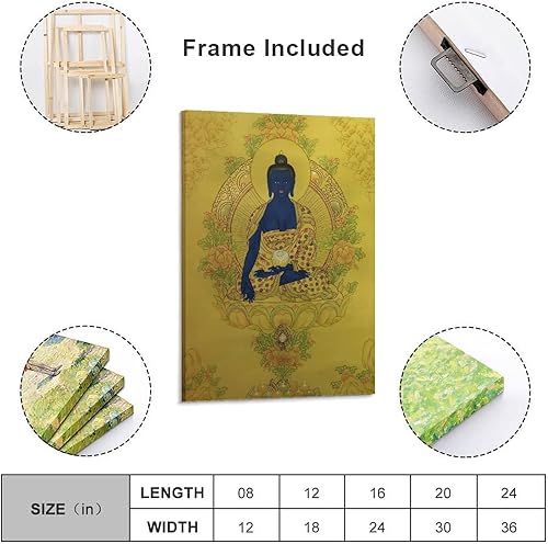 Miniatura 10 de Pintura de Buda de medicina, póster Thangka Thangka, póster de arte de pared, lienzo para regalo, impresiones de sala de estar, decoración de