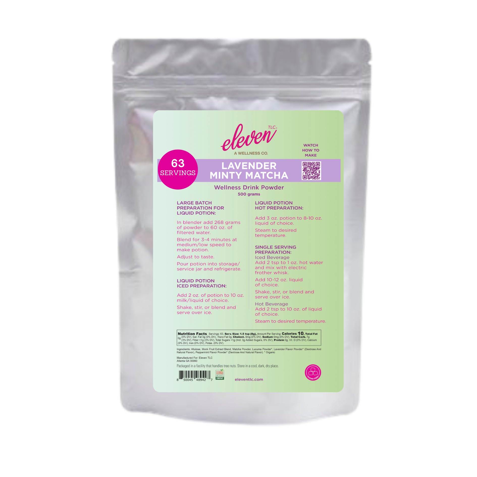 eleven TLC Minty Lavender Japenese Matcha Powder Wellness Drink Mix Lavender Matcha Latte Mix Matcha Latte Powder Calm