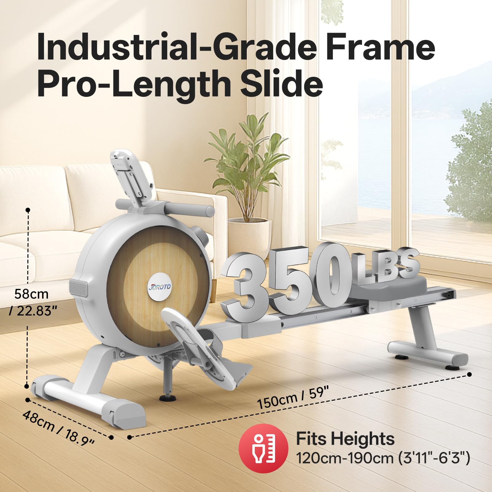 JOROTO Vogatore Domestico, 16 Livelli di Resistenza, Vogatore Magnetico con Controllo APP, Display LCD con Supporto per Telefono Cellulare, Ideale per L'attrezzatura da Palestra per la Casa