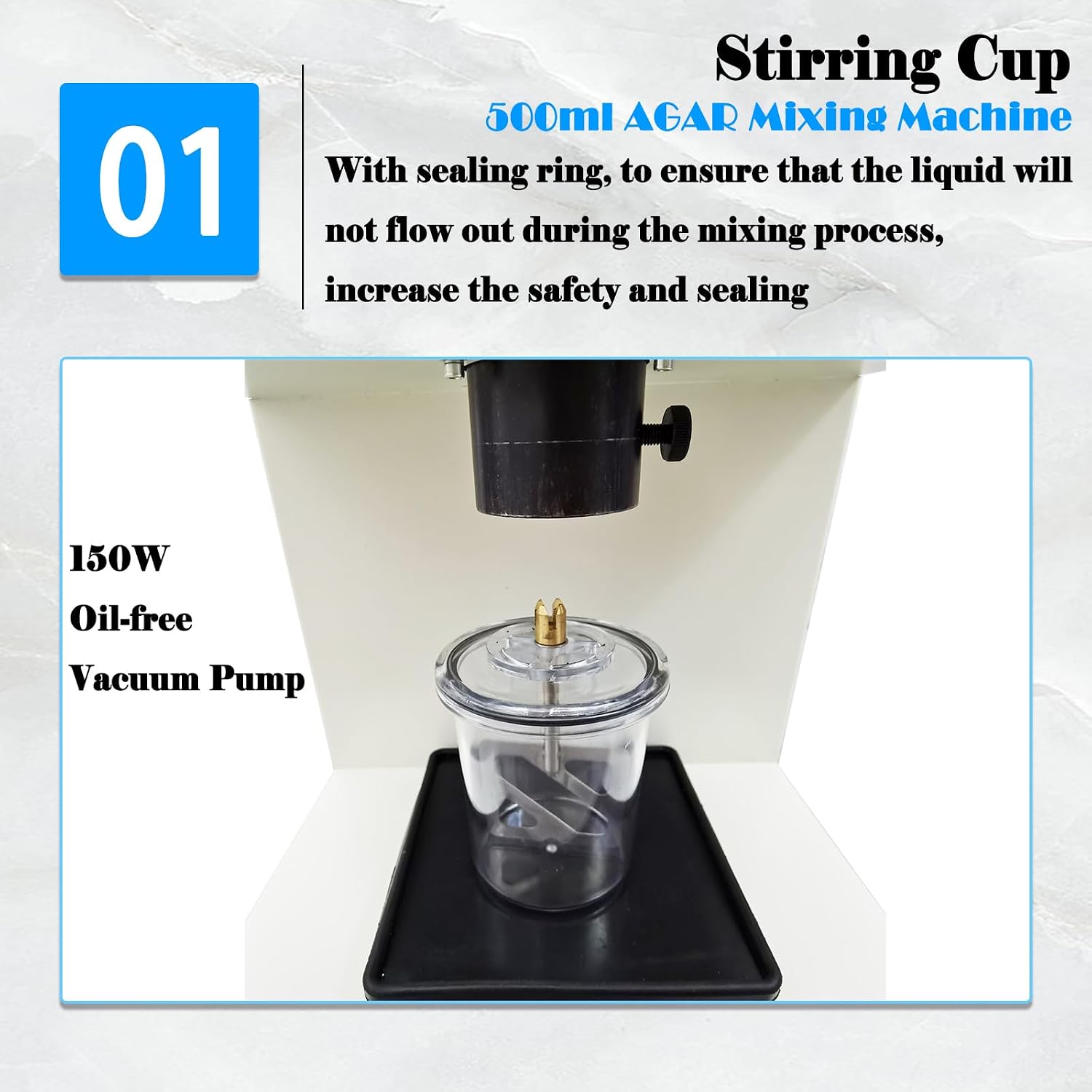 Automatic Gypsum Vacuum Mixer 500ml AGAR Mixing Machine Solid Surface Vacuum Mixer Gypsum Paste Powder Mixing Machine Vacuum Plaster Mixer Built-in Vacuum Pump 150W 110V