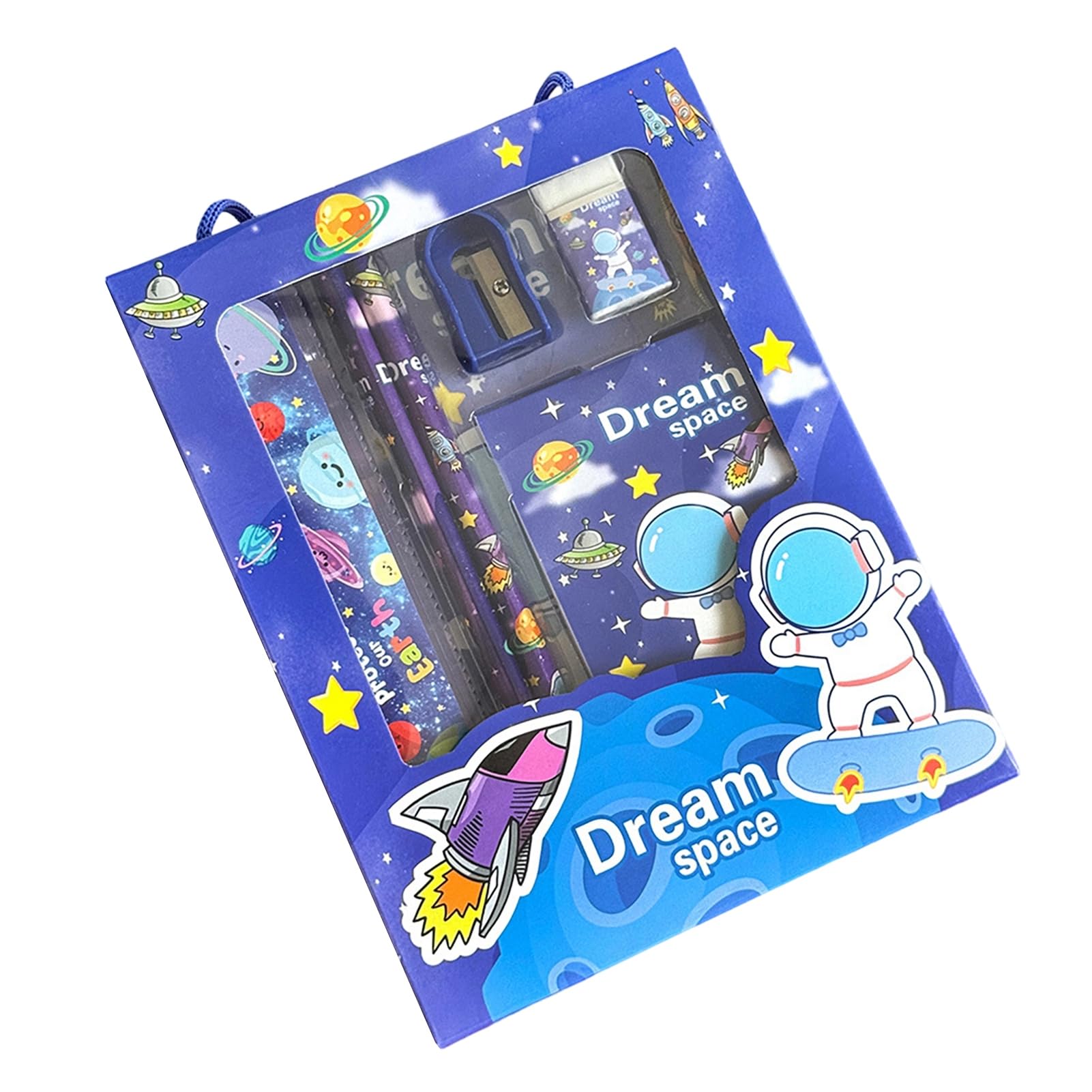 Stationery Set for School Kids, Cute Cartoon Capybara Panda Writing Supplies, 6Pcs Portable Gift Box with Pencils Eraser Sharpener Ruler and Notebook, Back to School [object Object]