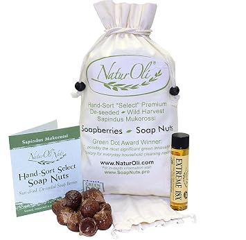 NaturOli Soap Nuts/Soap Berries - 1-Lbs organic 240 loads + 18X Travel Bottle! Select Seedless - 1 Wash Bag, 8-pg info, Tote Bag. Organic Laundry Soap