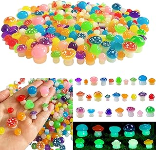 160 Pcs Various Mini Mushroom Figurines Luminous Glow in The Dark,Luminous Tiny Mushrooms for Lawn Garden Micro Landscape Decoration,18 Styles