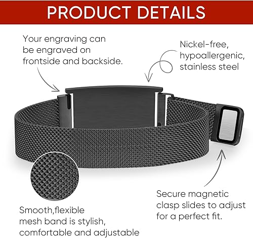 Miniatura 3 de Pulseras médicas personalizadas para mujeres y hombres pulsera de emergencia personalizada de identificación médica grabada, ajustable, elegante,