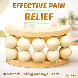 COZLOW - Wooden Massage Ball Roller - Handheld Rolling Massager for Back, Neck, Arm & Leg Muscles - Supports Lymphatic Drainage - May Help Reduce Cellulite Appearance - Pain Relief & Relaxation