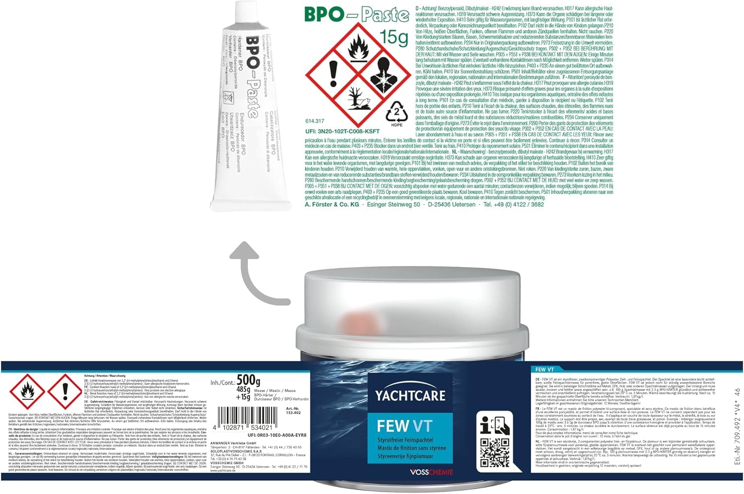 Yacht Care Few VT Fein Espátula poliéster, Unisex adulto