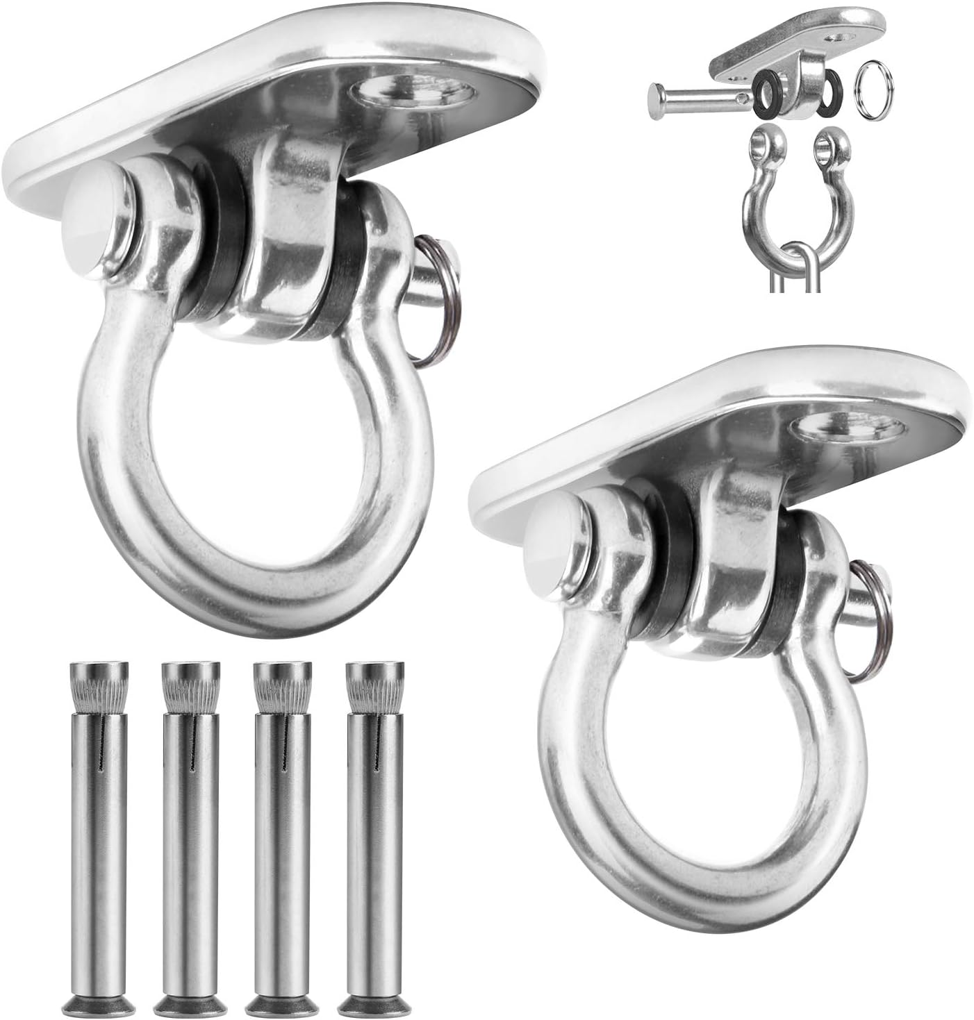 Gafild Hammock Hooks, apacity Suspension Hooks Swing Hanger 2pcs SUS304 Stainless Steel Ceiling Hook With Bolt For Concrete Wood, Hammock, Veranda Seat, Chair, Swing, Yoga