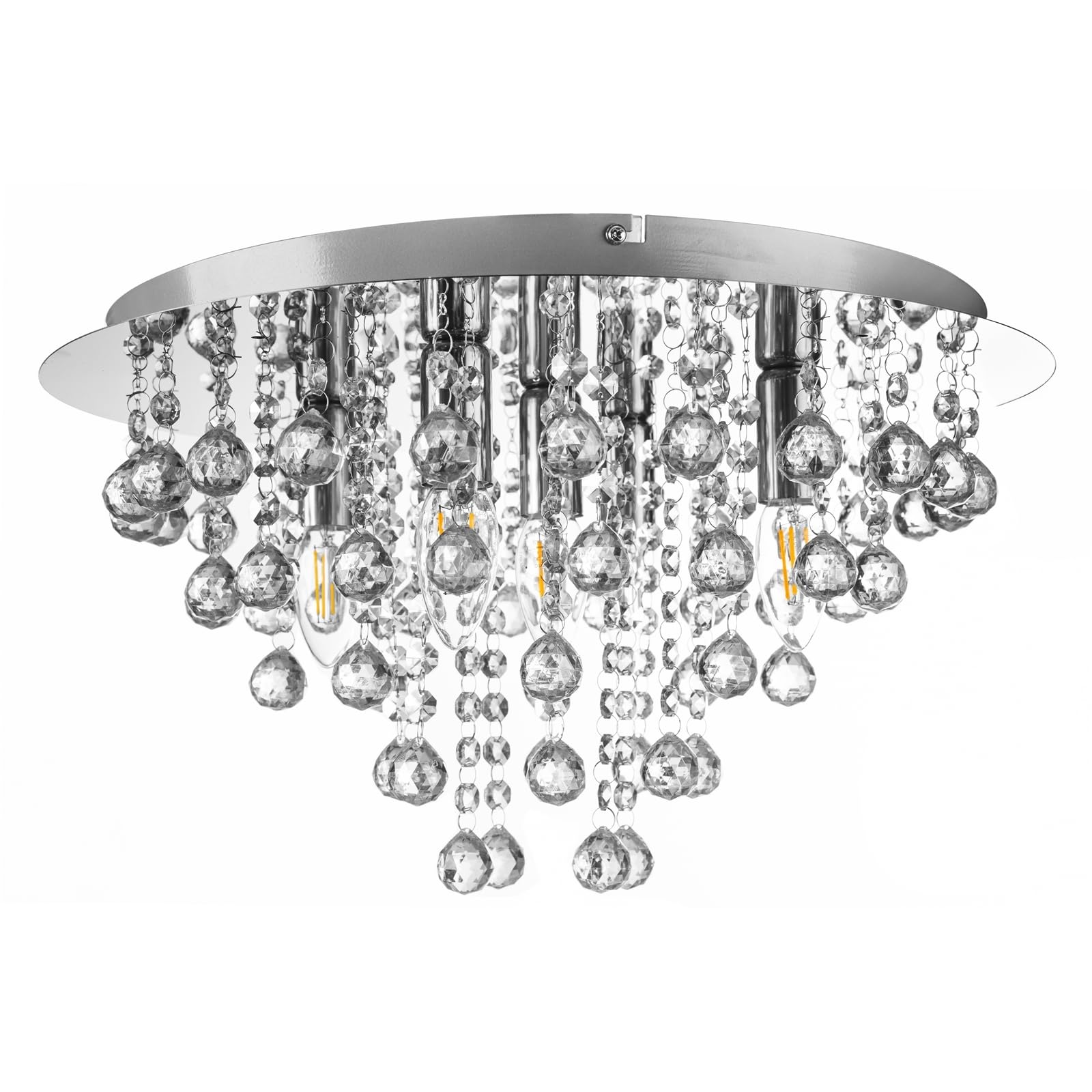 London 63040506 Ceiling Fitting Diameter 46 cm Chrome with Glass Hanger 5 Bulbs