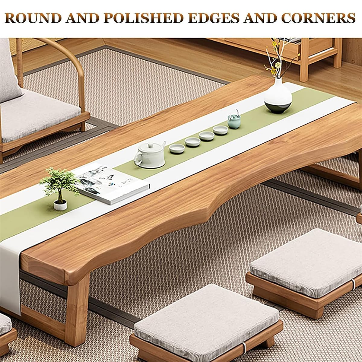Table Basse Japonaise Pliante DSMRLEOP – Tatami Zen 2 Niveaux Avec Rangement, Bois Paulownia Écologique, Style Rétro Minimaliste