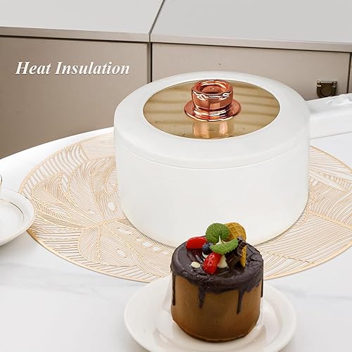 Miniatura 7 de Juego de 6 manteles individuales redondos, de hoja de Monstera dorada, lavables, antideslizantes, para bodas, aniversarios, vacaciones, Navidad,