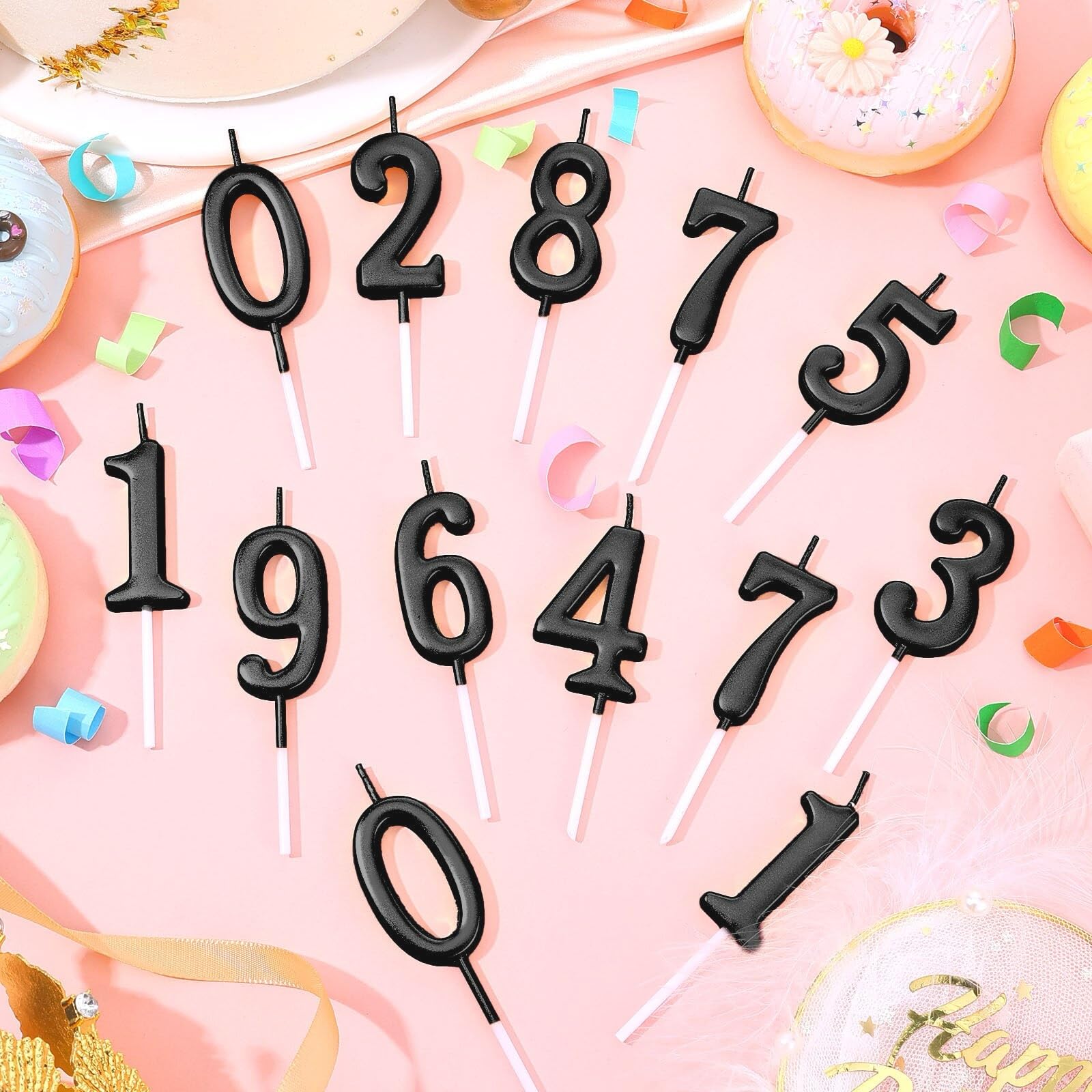 Gold Number Birthday Candles 0-9 Set - 32 Pieces For Milestone Cake Decorations