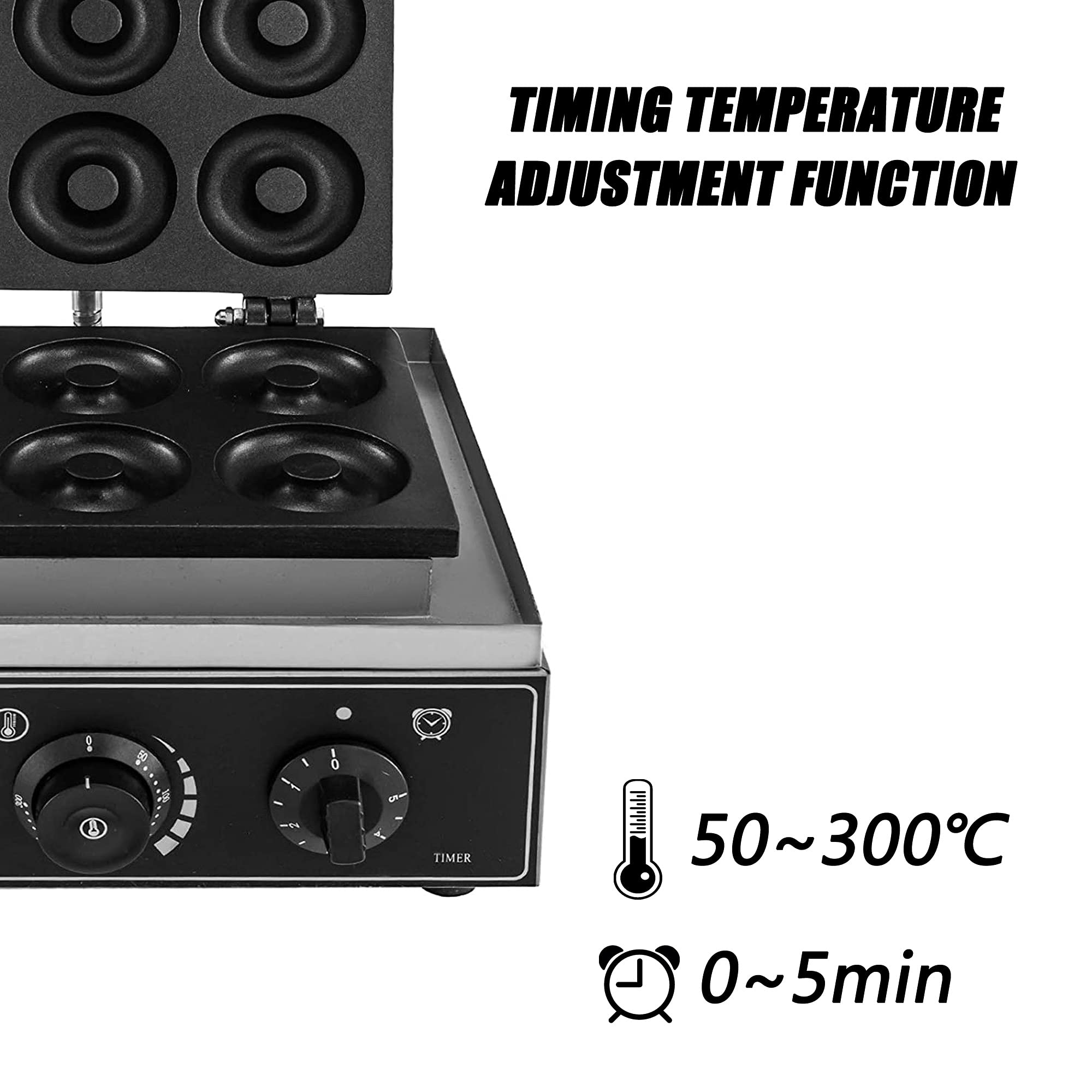 Machine À Beignets Commerciale 1550W, Avec 6 Trous, 50-300 ℃, Moule De Cuisson De Beignets, Gaufres, Beignets, Friteuse À Beignets, Utilisation Pour Boulangerie Professionnelle, Magasin De Desserts,