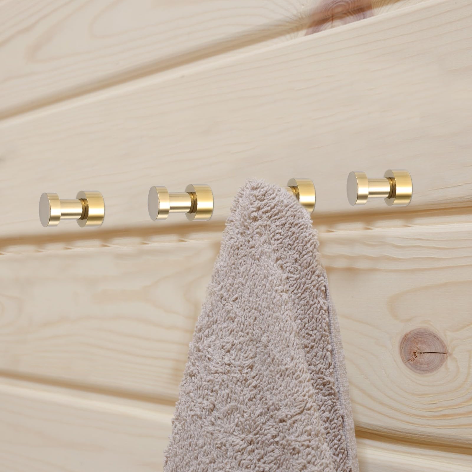 Abaodam Gancho de Pared de Latón Dorado para Baño, Práctico y Resistente, Diseño Simple y Elegante, Paquete de 5 Piezas para Colgar Toallas y Ropa