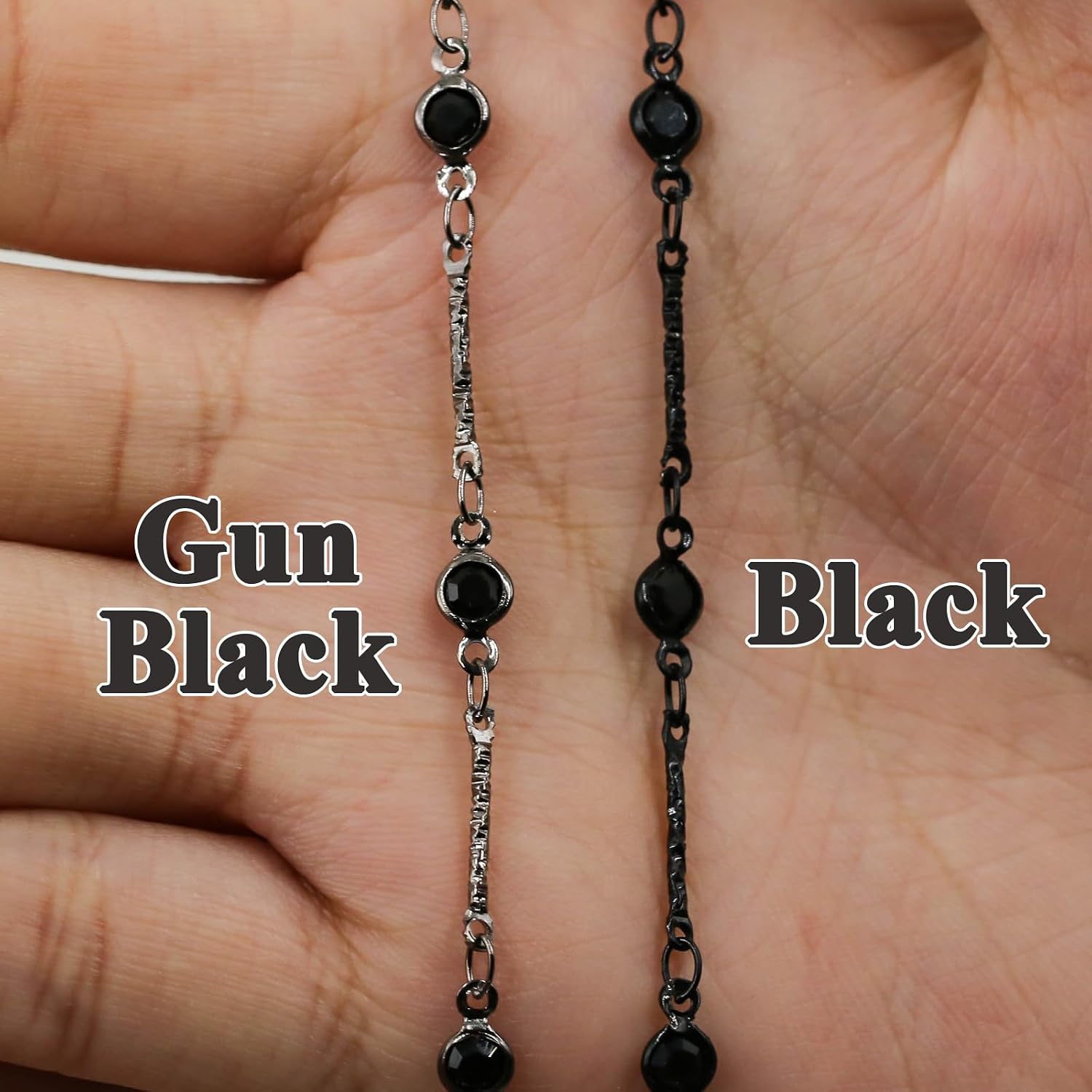 UniCrena Black Bead Chain 9.8ft Crystal Chain for Jewelry Making