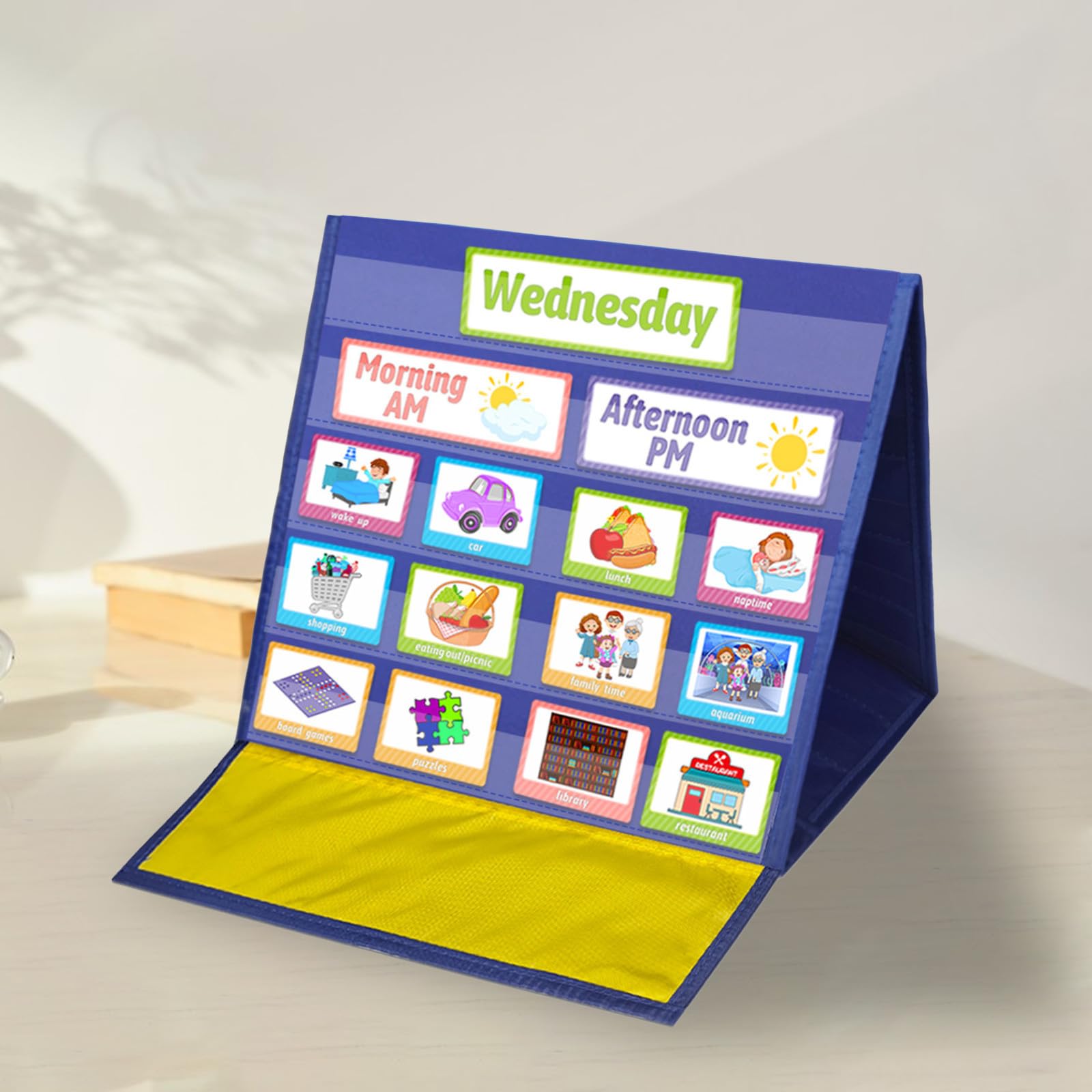SECFOU Cuadro de Comportamiento para Niños en Casa y Escuela, Tabla de Tareas Diarias de Poliéster y Pvc, Desarrollo de Hábitos y Rutina Visual para Niños Azul