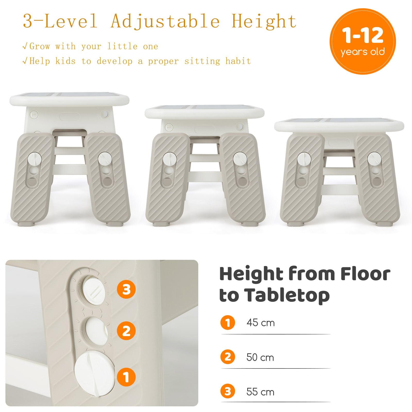 LIFEZEAL Tavolino e Sedia per Bambini 1-12 Anni, Plastica, con Accessori, Tavolo con Lavagna Magnetica, Porta Libri, Contenitore, Altezza Regolabile, Sedia Forma di Coniglio, Multiattivita, Cameretta
