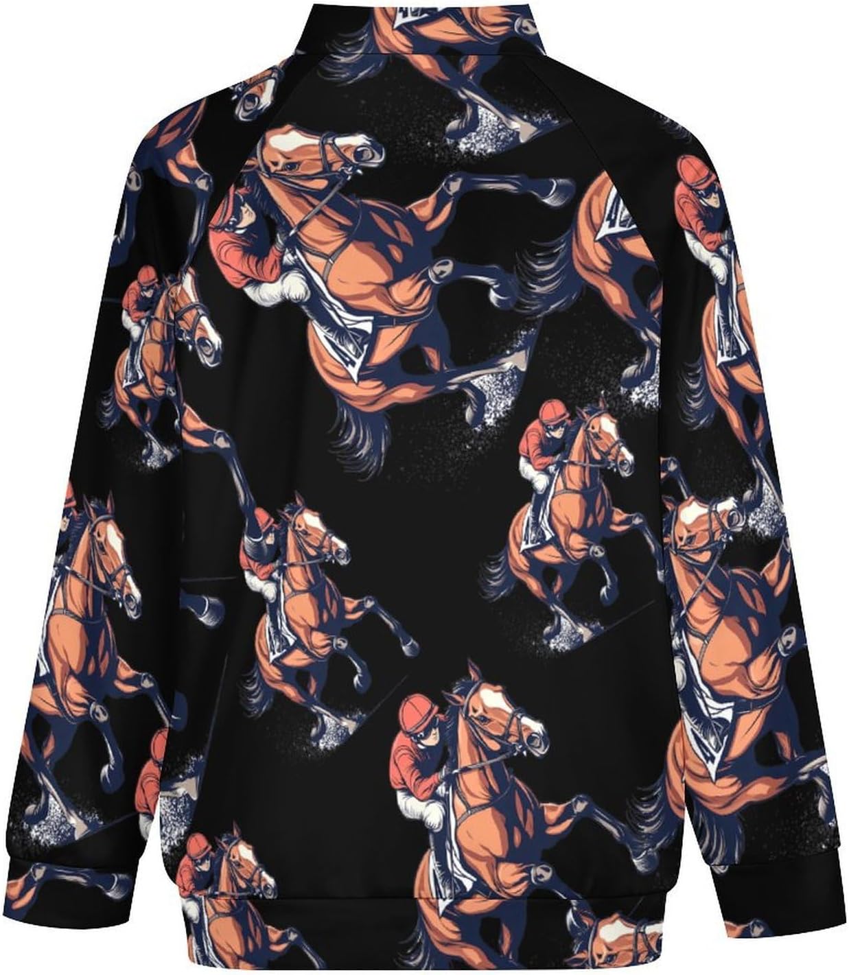 Horse Racing Men's Zip Up Sweatshirt Casual Sweater Jackets Long Sleeve Tops Lightweight Coat