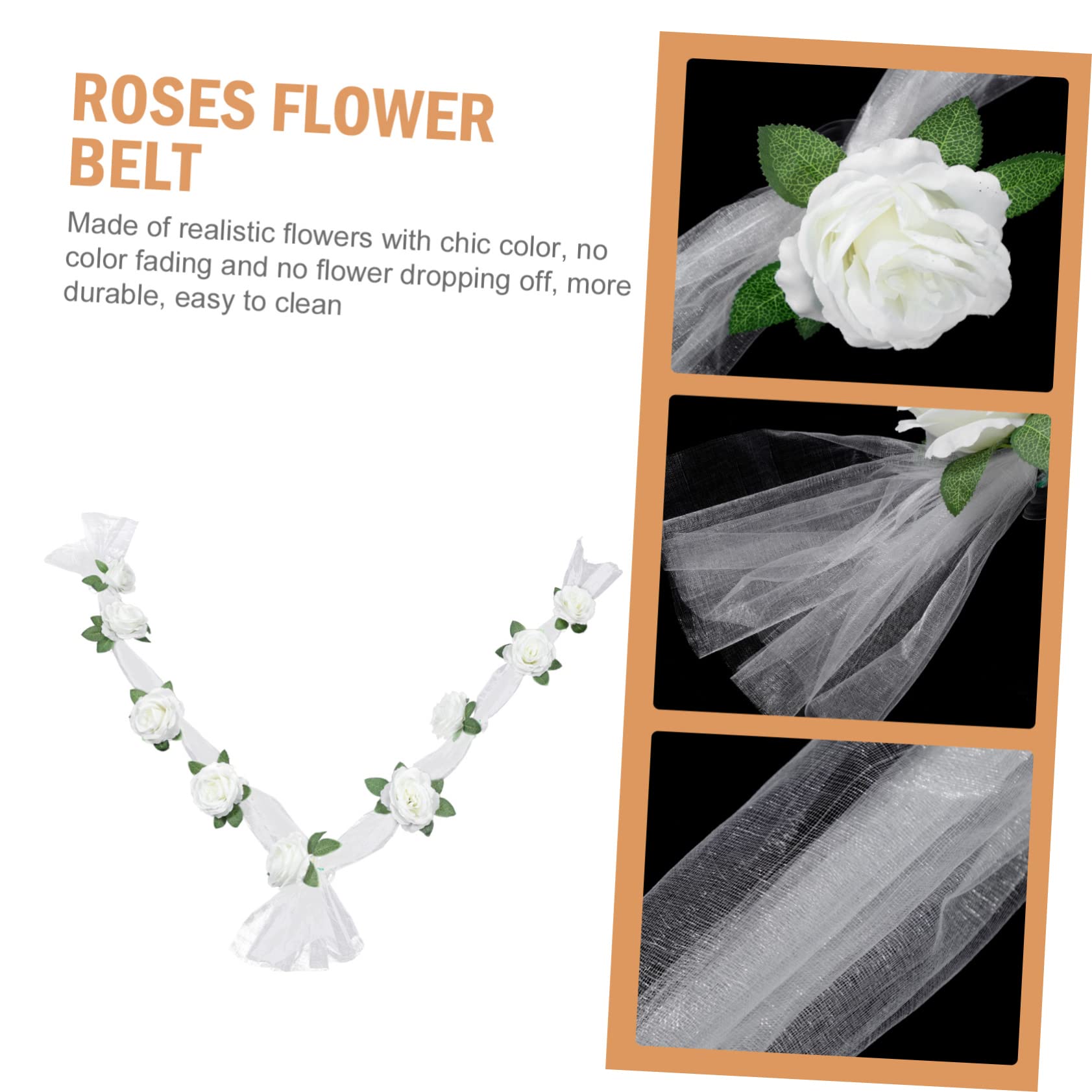 Cabilock 3sätze Dekorative Hochzeitsauto-deko Mit Kunstblumen Weiße Rosen Mit Girlande Für Romantische Hochzeitsdekoration Für Autoschmuck Hochzeitsfeiern Und Zuhause