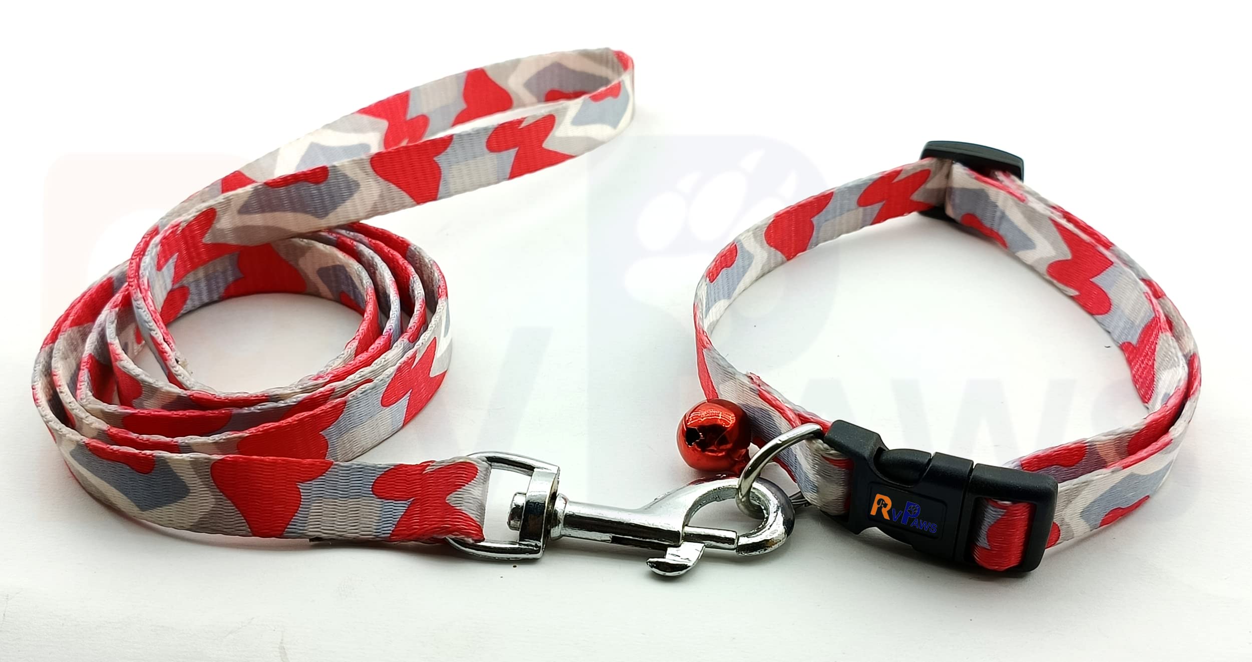 RvPaws Dog Collar and Leash Set Printed with Bell, Adjustable Nylon Collar with Quick Release and Breathable Collar Set Ideal for Dog and Cat (Red & Yellow) (B0CKYR45NH) Amazon Price History, Amazon Price Tracker