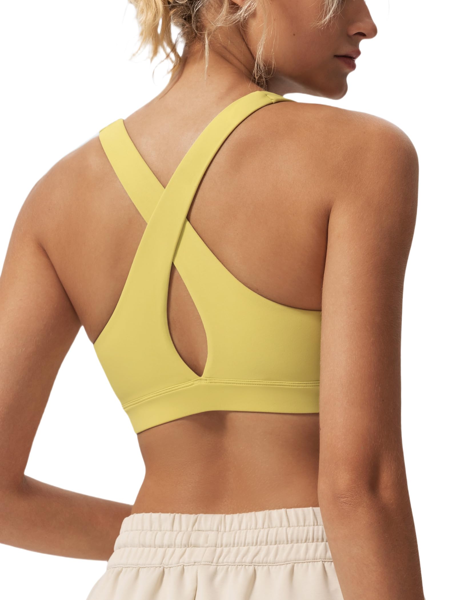 Sujetadores deportivos de yoga Yvette en color amarillo y talla XXL con espalda cruzada 8
