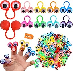 90 Marionetas de Dedo Ojos Marionetas de Mano Colores Finger Puppets Educativos para Creativas Interactivas Representaciones Teatrales Regalo para Cumpleaños y Fiestas de Halloween