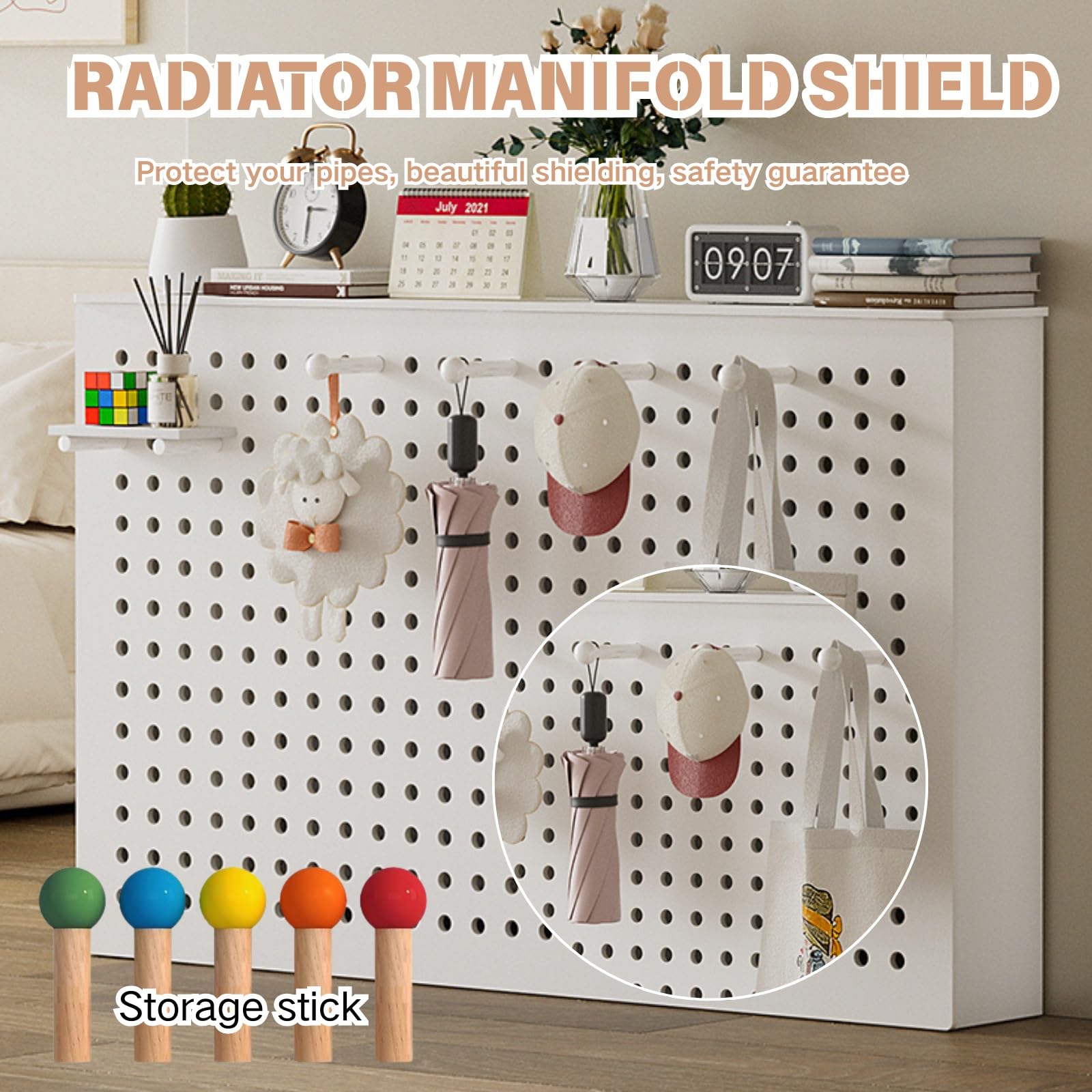 Copri Radiatore Moderno E Copritermosifone | Armadio Riscaldante E Copricalorifero A Griglia | Copri Mensola Decorativo In Legno for Casa, Soggiorno, Bagno(Nero,70Lx70Hx20W cm)