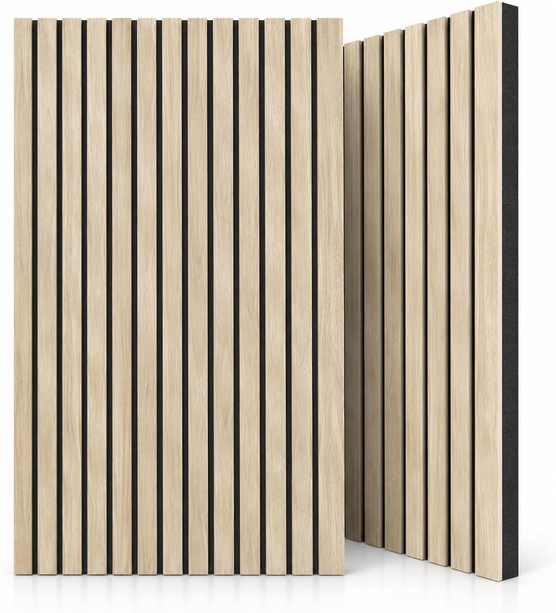 MaxGear Acoustic Wood Slat Wall Panels, 2 Pack, 3-Side Wrapped, Oak