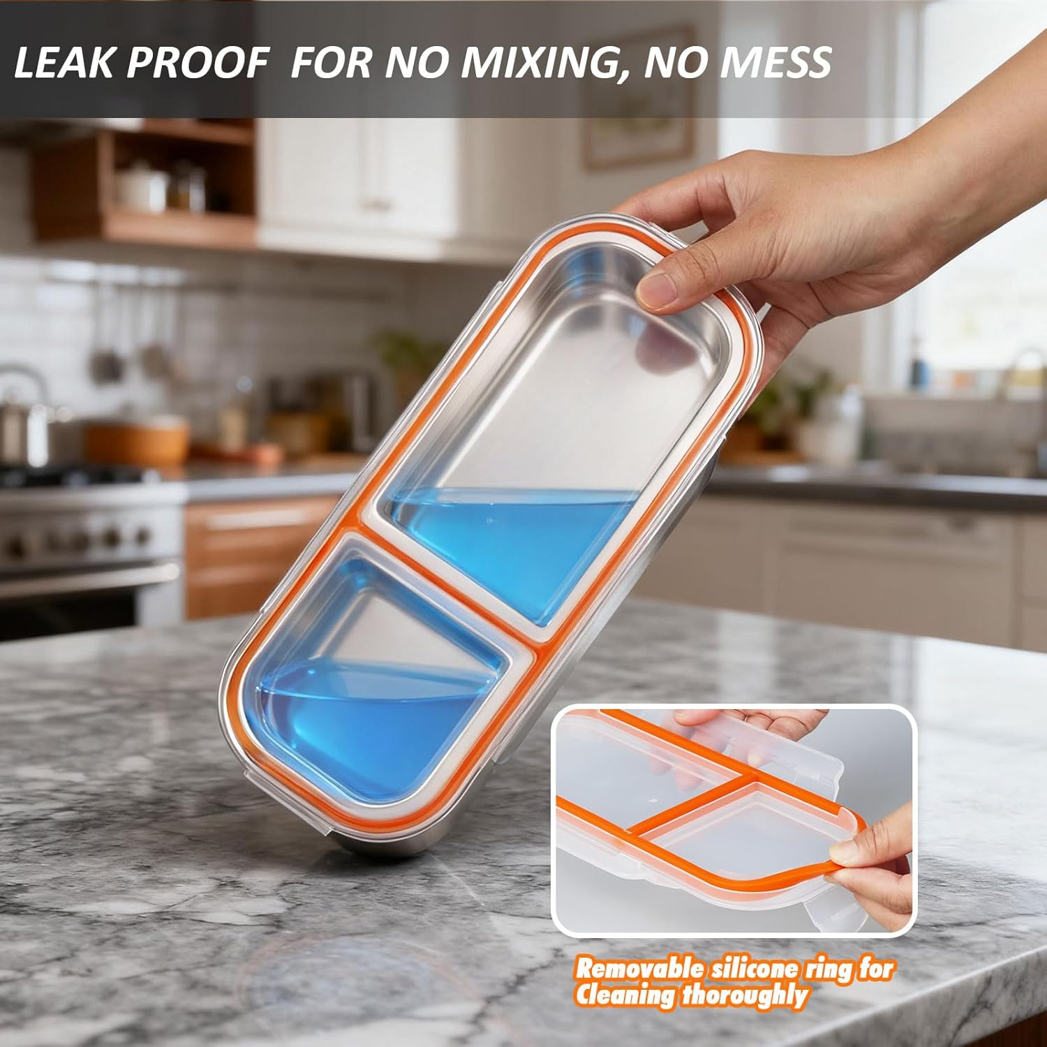 3 Pack Stainless Steel Snack Containers with Lids, Leakproof Lunch Box Containers, Reusable 2 Compartment Snackle Box, Grab and Go lunchable container for Travel - Image 4